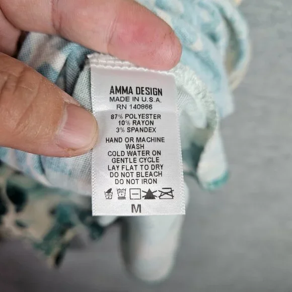 Amma Design Women's Colorful Abstract Mini Blue Dress Made in the USA Sz M - Picture 3 of 8